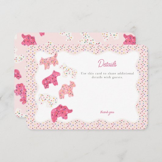 Roze Frosted Animal Cookies Details Invoegen Informatiekaartje (Voorkant / Achterkant)