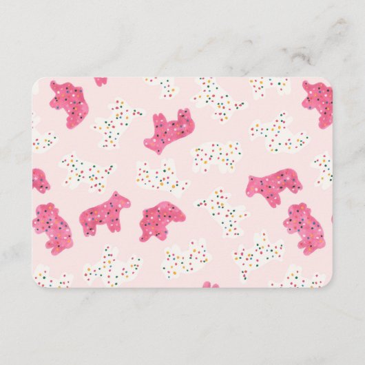 Roze Frosted Animal Cookies Gift Registratie Invoe Informatiekaartje (Achterkant)
