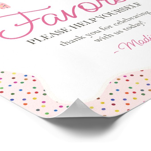 Roze Frosted Animal Cookies Sprinkle Favors Sign Poster (Hoek)
