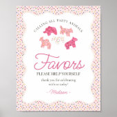 Roze Frosted Animal Cookies Sprinkle Favors Sign Poster (Voorkant)