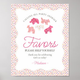 Roze Frosted Animal Cookies Sprinkle Favors Sign Poster