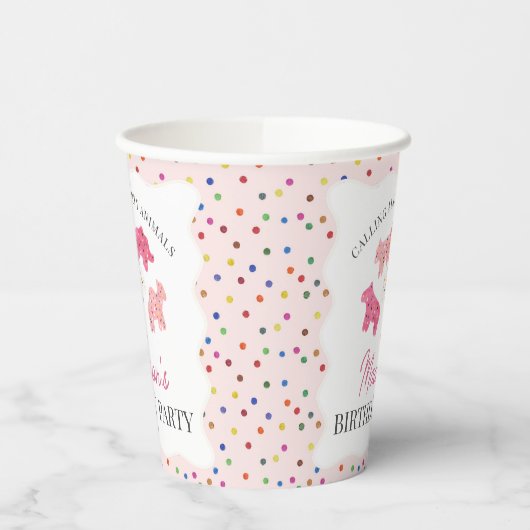 Roze Frosted Animal Cookies Verjaardagsfeest Papieren Bekers (Links)