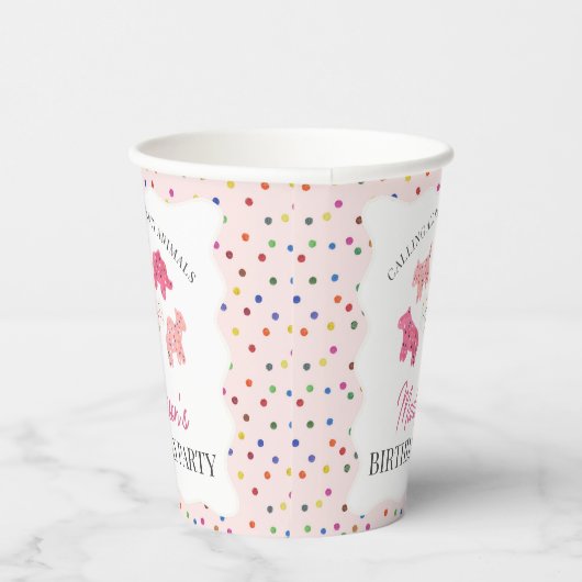 Roze Frosted Animal Cookies Verjaardagsfeest Papieren Bekers (Rechts)