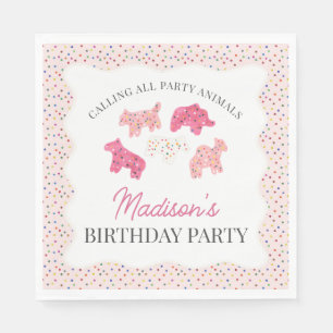 Roze Frosted Animal Cookies Verjaardagsfeest Servet