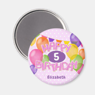 Roze Frosted Cookies W Ballonnen Happy Birthday Magneet