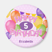 Roze Frosted Cookies W Ballonnen Happy Birthday Magneet (Voorkant)