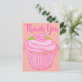 Roze Frosted Cupcake Bedankt Card Briefkaart (Staand voorkant)
