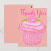 Roze Frosted Cupcake Bedankt Card Briefkaart (Voorkant / Achterkant)