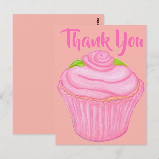 Roze Frosted Cupcake Bedankt Card Briefkaart (Voorkant / Achterkant)