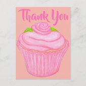 Roze Frosted Cupcake Bedankt Card Briefkaart (Voorkant)