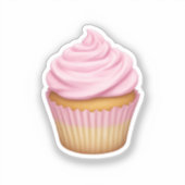 Roze Frosted Cupcake Emoji Sticker (Voorkant)