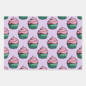 Roze Frosted Cupcakes Wrapping Paper Set (Voorkant 3)
