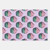 Roze Frosted Cupcakes Wrapping Paper Set (Voorkant 2)