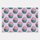Roze Frosted Cupcakes Wrapping Paper Set (Voorkant)