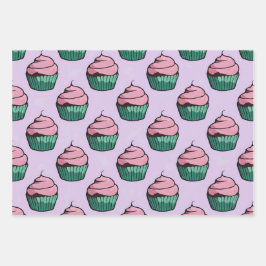 Roze Frosted Cupcakes Wrapping Paper Set