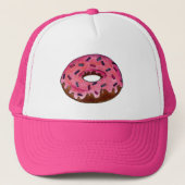 Roze Frosted Donut Donut Strooit Bakkerij Eten Trucker Pet (Voorkant)