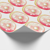Roze Frosted Donut "doordrenkt met liefde" Sjabloo Cadeaupapier (Hoek)