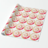 Roze Frosted Donut "doordrenkt met liefde" Sjabloo Cadeaupapier (Uitgerold)