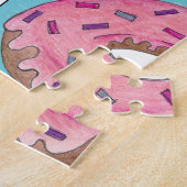 Roze Frosted Donut Doughnut Sprinkles Junk Food Legpuzzel (Zijkant)