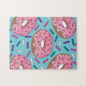 Roze Frosted Donut Doughnut Sprinkles Junk Food Legpuzzel (Horizontaal)