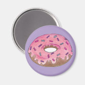 Roze Frosted Donut Doughnut Sprinkles Junk Food Magneet (Voorkant / Achterkant)