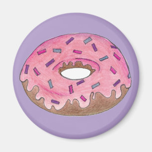 Roze Frosted Donut Doughnut Sprinkles Junk Food Magneet