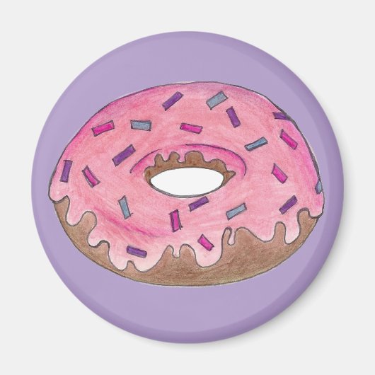 Roze Frosted Donut Doughnut Sprinkles Junk Food Magneet (Voorkant)