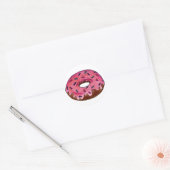 Roze Frosted Donut Doughnut Sprinkles Junk Food Ronde Sticker (Envelop)