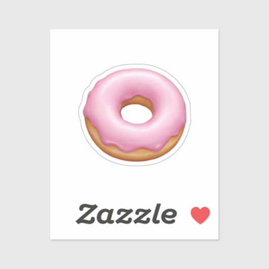 Roze Frosted Donut Emoji Art Sticker (Vel)