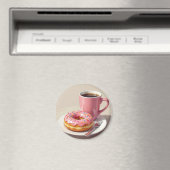 Roze Frosted Donut en koffie Magneet (Insitu (Vaatwasser))