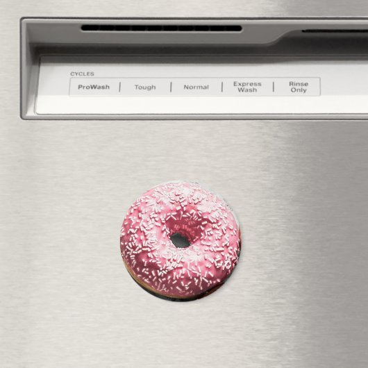Roze Frosted Donut Fun Food Magnet (Insitu (Vaatwasser))