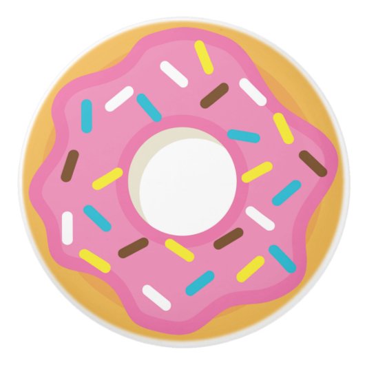 Roze Frosted Donut met Sprinkles Keramische Knop (Voorkant)