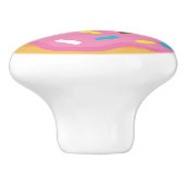 Roze Frosted Donut met Sprinkles Keramische Knop (Zijkant)