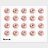Roze Frosted Donut met Sprinkles Ronde Sticker (Vel)