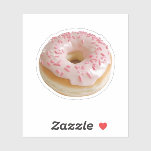 Roze Frosted Donut met Sprinkles Sticker (Vel)