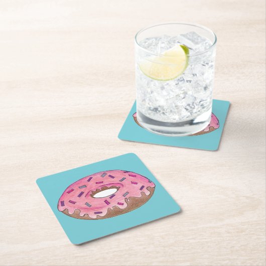 Roze Frosted Donut Sprinkles Doughnut Junk Food Kartonnen Onderzetters (Insitu)