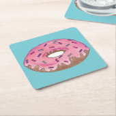 Roze Frosted Donut Sprinkles Doughnut Junk Food Kartonnen Onderzetters (Schuin)