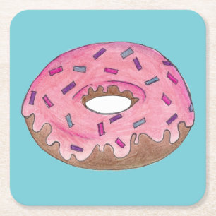 Roze Frosted Donut Sprinkles Doughnut Junk Food Kartonnen Onderzetters