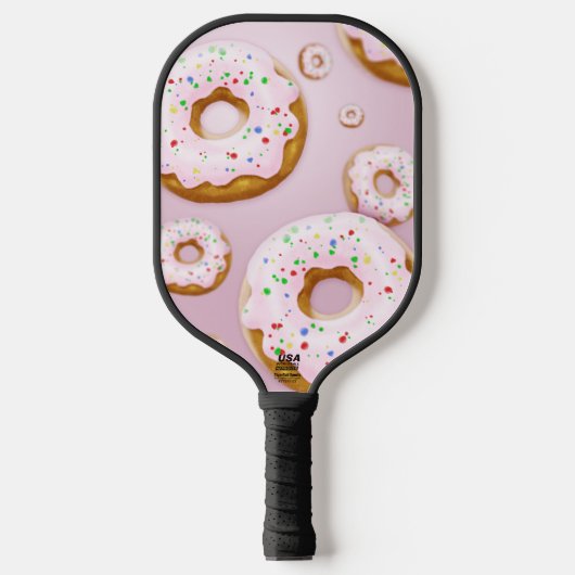 Roze Frosted Donuts met Sprinkles Patroon Pickleball Paddle (Voorkant)