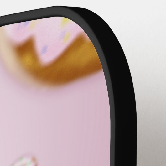 Roze Frosted Donuts met Sprinkles Patroon Pickleball Paddle (Links Detail)