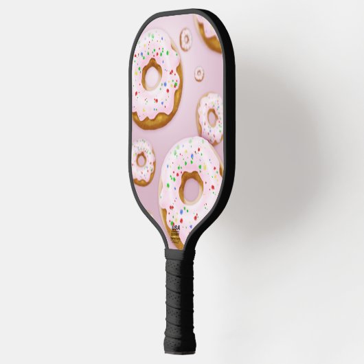 Roze Frosted Donuts met Sprinkles Patroon Pickleball Paddle (Links)