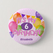 Roze Frosted koekjes W ballonnen zijn mijn verjaar Ronde Button 5,7 Cm (Voorkant)