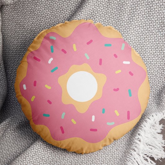 Roze Frosted Sprinkles Doughnut Rond Kussen