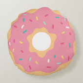 Roze Frosted Sprinkles Doughnut Rond Kussen (Achterkant)
