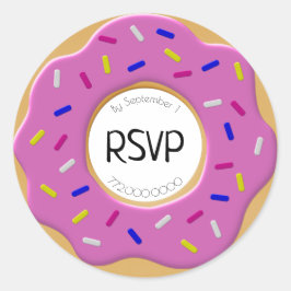 Roze Frosted Sprinkles RSVP Donut Envelope Seal Ronde Sticker