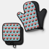Roze Frosting Cupcake Ovenwant & Pannenlap Set (Voorkant / Achterkant)