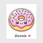 Roze Frosting Donut Custom-Cut Vinyl Stickers (Vel)