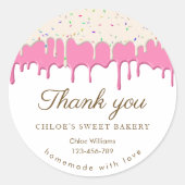 Roze Frosting Drip Baking Bedankt Ronde Sticker (Voorkant)