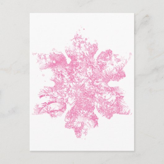 Roze Frosty Snowflake-ontwerp Briefkaart (Voorkant)
