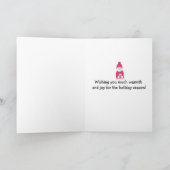 Roze Frosty Snowman met Hot Chocolate Feestdagen Kaart (Binnen)